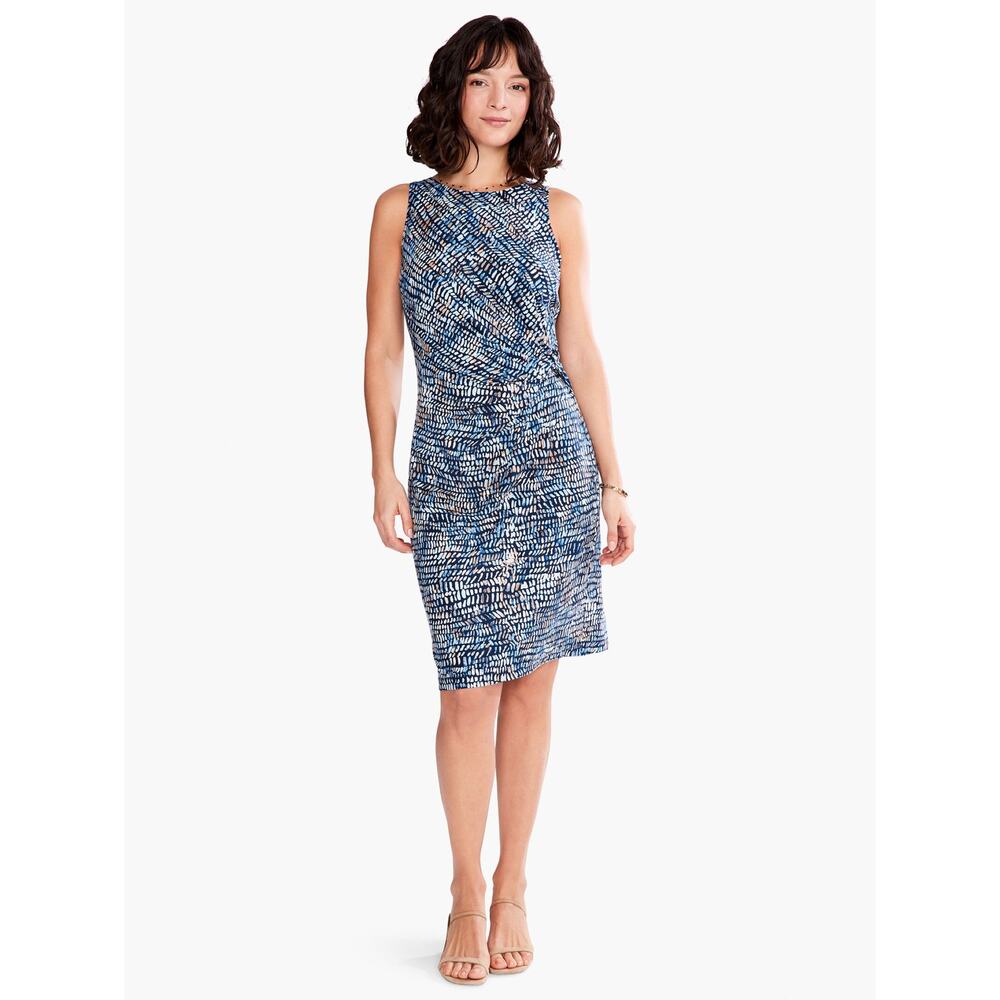 New NIC+ZOE Water Drops Sleeveless Dress in Blue Multi Women's Size PM